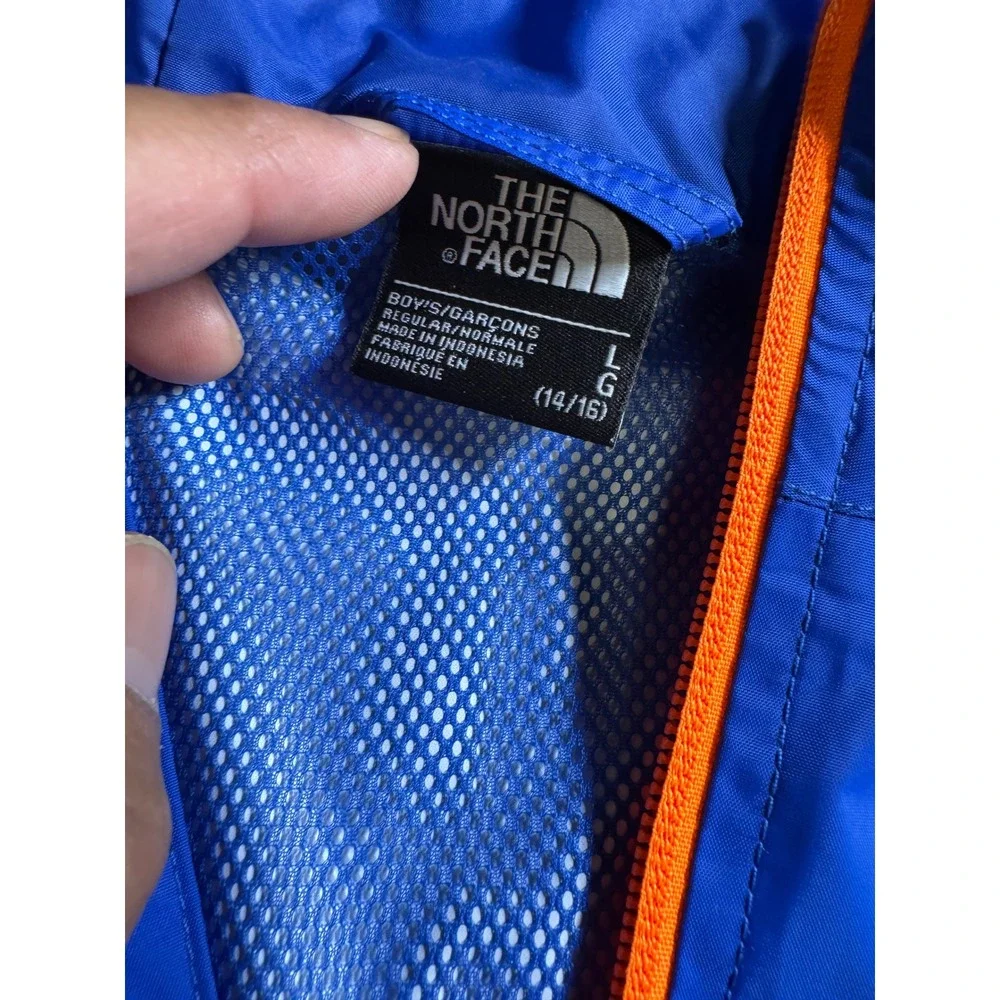 The North Face Boys Blue HyVent‎ Waterproof Rain Jacket Hooded Large 14/16